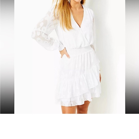 NWT, Lilly Pulitzer White Long Sleeve Dress size 6 - Picture 3 of 4